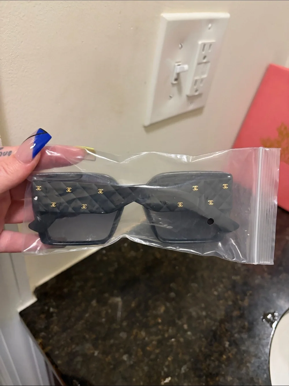 CC Brand New black with gold monogram sunglasses logo on lens!
